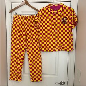 Anti Social Social Club The Only Time I Can Think Checkered Pajamas Medium